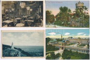 16 db RÉGI vegyes képeslap egy képeslap leporello füzettel / 16 pre-1945 mixed postcards with one leporello booklet