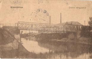 Simontornya - 3 db régi városképes lap: Sió híd a bőrgyárral, látkép