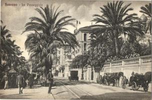 Sanremo, San Remo; La passeggiata / street view with market