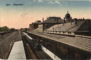 1923 Győr, pályaudvar, vasútállomás, gőzmozdony  (EK)