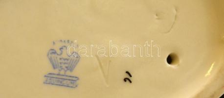 Aquincumi porcelán fésülködő akt, kézzel festett, jelzett, hibátlan, m: 15 cm