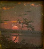 Olvashatatlan jelzéssel: Naplemente. Olaj, karton, üvegezett fa keretben, 11×9 cm
