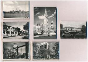 12 db modern magyar városképes mini leporelló; Budapest (Népstadionnal), Fertőd, Fadd, Siófok, Győr,...