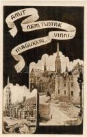 Budapest I. Mátyás templom épen és lerombolva, &#039;Amit nem tudtak magukkal vinni...&#039;, &#039;Újjáépítjük Magyarországot&#039; Magyar Újjáépítési Minisztérium engedélyével a Magyar Központi Híradó Rt. propaganda lapja