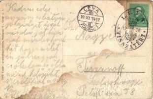 Léva, Levice; látkép zsinagógával / general view with synagogue + "1938 Léva visszatért" S...