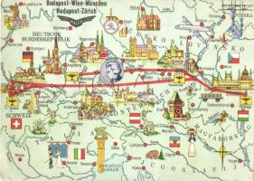 21 modern térképes motívumlap / 21 modern map motive cards