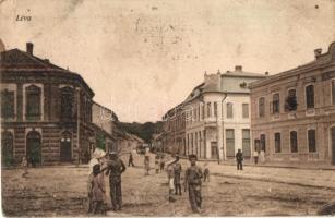 Léva, Levice; utcakép / street view + 1938 Léva visszatért So. Stpl (Rb)