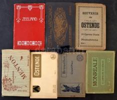 7 db régi külföldi leporellófüzet / 7 pre-1945 Worldwide leporello booklets; 2 Ostende, Zeeland, Vatican City, Monreale, Menton