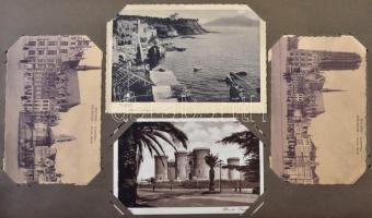 Kb. 300 db régi magyar és külföldi városképes lap és motívumlap régi albumban / Cca. 300 pre-1945 Hu...