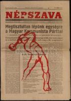 1948 A Népszava MSZDP és MKP egyesüléséről szóló száma.