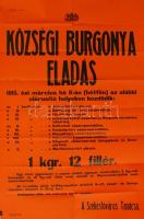 1915 Budapest Községi burgonyaeladást kihirdető hirdetmény 60x90cm