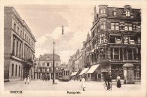 Utrecht, Mariaplein. J. H. Schaefer / street view, shops, tram, bicycle