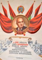 cca 1950 Szocialista munkaverseny kitöltetlen oklevél Rákosi arcképével. Üveg keretben. 24x31 cm