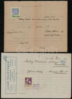 8 db okmánybélyeges számla, okmány az 1910-es, 1920-as évekből