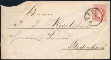 ~1870 5kr díjjegyes boríték "PEST" - "BODENBACH", ~1870 5kr PS-cover "PEST" - "BODENBACH"