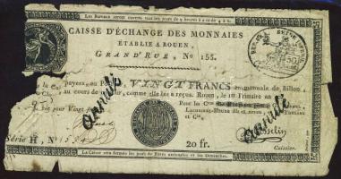 Franciaország / Rouen 1797-1803. 20Fr T:IV- R!