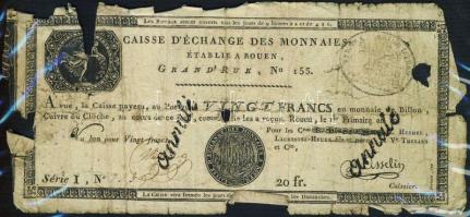 Franciaország / Rouen 1797-1803. 20Fr T:IV- R!