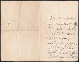 1883 Hegedűs Sándor (1847-1906) közgazdász, miniszter, író saját kézzel írt szerelmes levele Jókay Jolánnak 3 beírt oldal