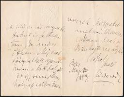 1883 Hegedűs Sándor (1847-1906) közgazdász, miniszter, író saját kézzel írt szerelmes levele Jókay J...