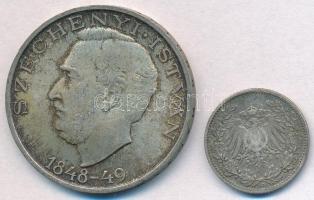 Vegyes: 1948. 10Ft Ag Széchenyi + Német Birodalom 1906J 1/2M Ag T:2,2- patina