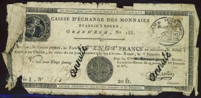 Franciaország / Rouen 1797-1803. 20Fr T:IV- R!