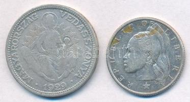 Vegyes: 1929. 2P Ag Madonna + Libéria 1960. 25c Ag T:3,2-