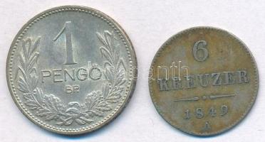 Vegyes: 1939. 1P Ag + Ausztria 1849A 6kr Ag T:2,2-