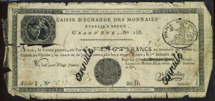 Franciaország / Rouen 1797-1803. 20Fr T:IV- R!