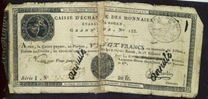 Franciaország / Rouen 1797-1803. 20Fr T:IV- R!