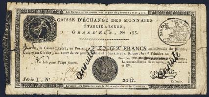 Franciaország / Rouen 1797-1803. 20Fr T:IV- R!