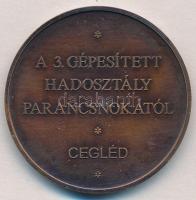 DN "3. Gépesített Hadosztályparancsnokság / A 3. Gépesített Hadosztály Parancsnokától - Cegléd" Br emlékérem (40,5mm) T:1