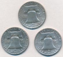 Amerikai Egyesült Államok 1951. 1/2$ Ag "Franklin" (3x) T:2
USA 1951. 1/2 Dollar Ag &quot...