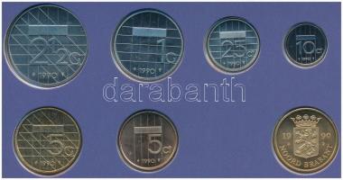 Hollandia 1990. 5c-5G (6xklf) + Noord-Brabant emlékérem forgalmi sor karton dísztokban T:1  Netherlands 1990. 5 Cents - 5 Gulden (6xdiff) + Noord-Brabant commemorative coin, coin in set cardboard case C:UNC