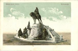 Kolozsvár, Cluj; Mátyás király szobor. Kiadja Schuster Emil / Mathias Rex statue, Matthias Corvinus
