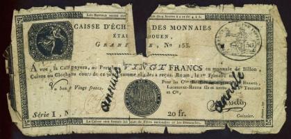 Franciaország / Rouen 1797-1803. 20Fr T:IV- R!