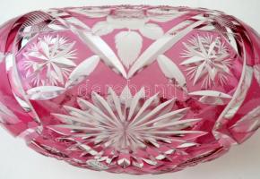 Csiszolt ólomkristály kínáló, többrétegű, csorba nélkül, jelzés nélkül, h:26 cm, m:14 cm