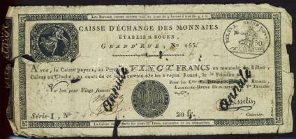 Franciaország / Rouen 1797-1803. 20Fr T:IV- R!
