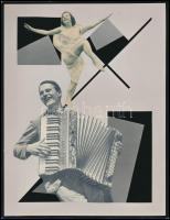 Fotogram és kollázs technikával készült, jelzés nélküli vintage alkotás, 24x18,5 cm