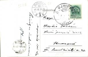 Újvidék, Novi Sad; mozaiklap felrobbantott híddal / multi-view postcard with blown-up bridge + 1941 ...