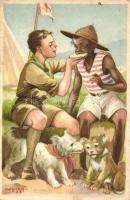 10 db RÉGI Cserkész Levelezőlapok Kiadóhivatal cserkész motívumlap, Márton L. szignóval / 10 pre-194...