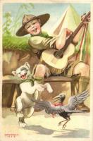 10 db RÉGI Cserkész Levelezőlapok Kiadóhivatal cserkész motívumlap, Márton L. szignóval / 10 pre-194...