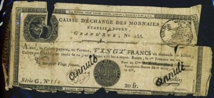 Franciaország / Rouen 1797-1803. 20Fr T:IV- R!