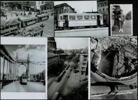 Budapesti villamosok vegyes tétele, különféle időpontokban készült, 13 db fotó, 9x6 cm és 18x13 cm között
