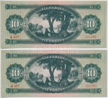 1949. 10Ft (2x) sorszámkövetők T:I- törés nélküli hajlás 
Adamo F3