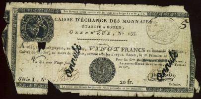 Franciaország / Rouen 1797-1803. 20Fr T:IV- R!