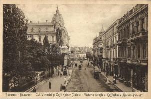 Bucharest, Bukarest, Bucuresti; Cal. Victoriei si Café Kaiser Palast. Verlag Horovitz / street view, shops, café (vágott / cut)