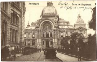 Bucharest, Bukarest, Bucuresti; Casa de Depuneri / savings bank, automobiles, bicycle (Rb)