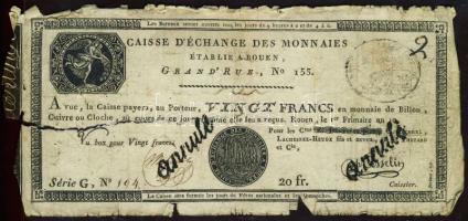 Franciaország / Rouen 1797-1803. 20Fr T:IV- R!