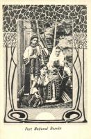 Port National Roman / Romanian folklore, traditional costumes. Art Nouveau frame