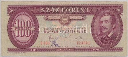 1980. 100Ft, Fekete János, a Magyar Nemzeti Bank elnökhelyettesének saját kezű aláírásával T:III
